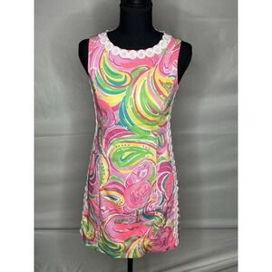 Lilly Pulitzer Mila All Nighter Shift Dress W/ Lace Trim Size 0
